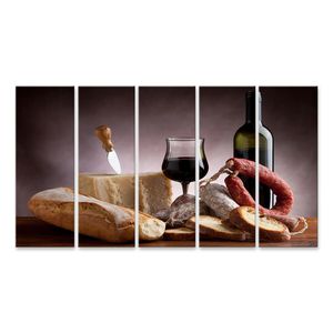 Stilleben Wein Käse Brot Wurst Küchenbild für Küche Bilder