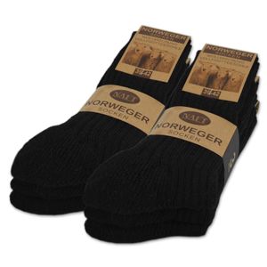 6 Paar Norweger Socken mit Wolle Damen & Herren Wintersocken Schwarz Grau Anthrazit 10500 - Schwarz 43-46