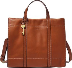 FOSSIL Leder Schultertasche Carmen Shopper Brandy braun