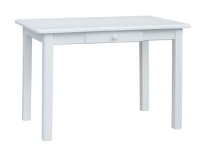 Tisch mit Schublade aus massivem Kiefernholz in der Farbe Weiß 100 x 60 cm