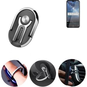 K-S-Trade 3in1 Smartphone-Ring Handy-Ring kompatibel mit Nokia 2.2 Fingerhalterung  Handyring Tischständer Lüftungsgitter-Halterung Tisch Ständer