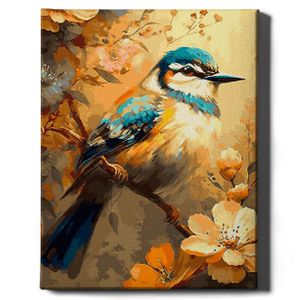 Oh Art! – Malen nach Zahlen Set Vogel – 40x50cm, mit Holzrahmen und Pinseln DIY