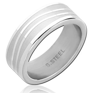 viva-adorno Gr. 65 (20,6 mm Ø) Damen Herren Ring Bandring glänzende Wellen Fingerring Edelstahl Ring matt gebürstet RS61d