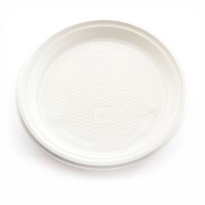 800 Stück Mehrweg-Menüteller ungeteilt, rund (Ø 22 cm), weiß, Plastikgeschirr, Partygeschirr, Kuchenteller
