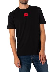 HUGO Herren T-Shirt - Diragolino212 Rundhals, Logo,1/2-Arm, Baumwolle Schwarz M