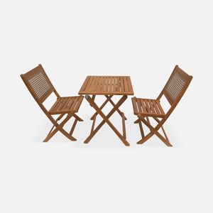 sweeek - Klappbarer Bistro-Gartentisch Holz 2 Stühle