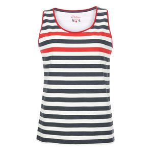 modAS Damen Top mit Blockstreifen - Ärmelloses Shirt mit Streifen und Rundhals aus Baumwolle in Weiß-Rot-Marine Größe 36