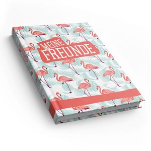 itenga Freundebuch Flamingo Muster DIN A5, 88 Seiten 150g Naturpapier