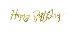 Happy Birthday Schriftzug Girlande 16x62cm gold metallic