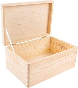 Creative Deco Natur Holz-Kiste mit Deckel | 30x20x14 cm (+/-1cm) | Erinnerungsbox Baby | Holz-box Unlackiert Kasten | ohne Griffen | Für Dokumente, Spielzeug, Werkzeuge | ROH & UNGESCHLIFFEN