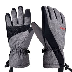 BOODUN Zimní lyžařské rukavice, větruodolné, nepromokavé, teplé, s funkcí Screen Touch, šedé, M