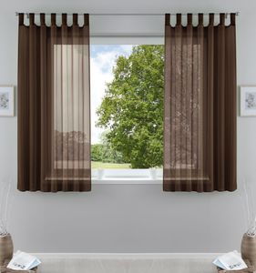 2er-Pack Gardinen Transparent Vorhang Set Wohnzimmer Voile Schlaufenschal mit Bleibandabschluß HxB  175x140 cm Braun, 61000CN