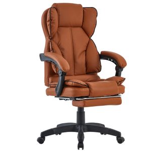 Schreibtischstuhl Bürostuhl Gamingstuhl Racing Chair Chefsessel mit Fußstütze, Farbe:Braun -Schwarz