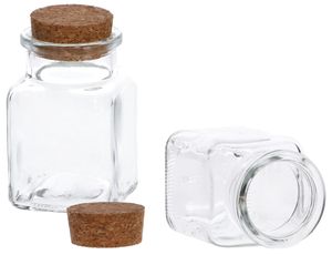 KOTARBAU® 2er Set Einmachgläser 125 ml Glas mit Korkverschluss transparent Glasfläschchen Gewürzgläser Mini Korkengläser