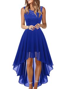 Damen Ärmellose Abendkleid Feiertag Spitze Mini Maxi Kleider Hawaiian Swing Tank Kleid Königsblau,Größe S