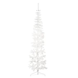 vidaXL Künstlicher Halb-Weihnachtsbaum mit Ständer Schlank Weiß 210 cm