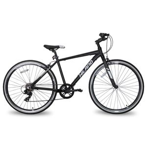 Hiland 700c Cityrad Damenrad Shimano 7 Gang Hybrid Fahrrad Pendlerfahrrad für Frauen 28 Zoll Trekkingrad, Schwarz