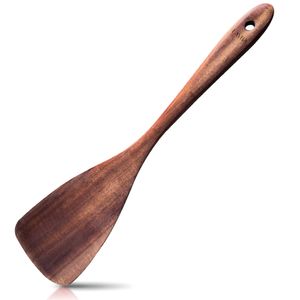 LAYBA Küchenspatel aus Teakholz (31 cm) – Pfannenwender Holz, hitzebeständig & Kratzfrei, Küchenhelfer für Antihaft-Pfannen, Küchenspatel aus Holz
