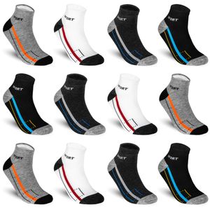 Texemp | 12 Paar Sneaker Socken Baumwolle Herren & Damen Sport Füßlinge Quarter | B9 | Mehrfarbig | 43-46