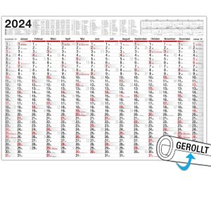 XXL Wandkalender 2024 - Großer Jahresplaner Kalender 2024 mit Übersicht und Platz für Eintragungen - Werbeneutraler Bürokalender