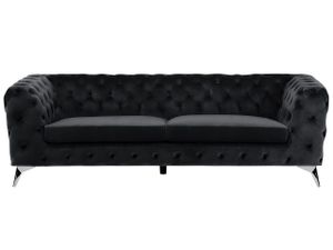 BELIANI Sofa Schwarz Samtstoff 3-Sitzer Chesterfield Stil Klassisch Wohnzimmer