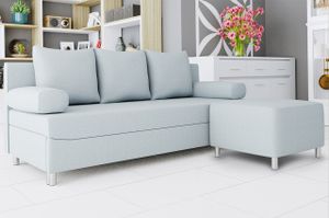 Mirjan24 Schlafsofa Dover mit Bettkasten und Schlaffunktion, Bettsofa, Couch vom Hersteller (Sofa mit Polsterhocker, Farbe: Twist 17)