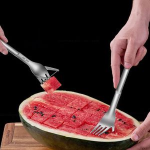 Ariko Edelstahl Wassermelonenschneider und -gabel | Melonenschneider | Melonenbesteck | Dessertgabel | Wassermelone | Melonenschneider | Rostfreier Stahl