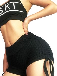 Sexydance Frauen Yoga Shorts Plaid Printed Fitness Elastic Hot Pants Mit Mittlerer Taille,Farbe: Schwarz,Größe:M