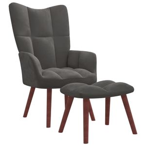 Relaxsessel mit Hocker Dunkelgrau Samt , Klassische Sessel Design 2024