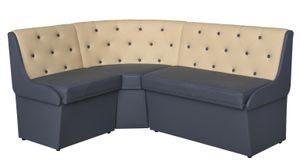 Eckbank Orion gepolstert, Sitzbank grau-beige, Kunstleder, Stauraum, Truhenbank 163x127 cm