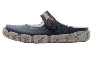 Rieker Damen Pantoletten Clogs Leder L0391-14, Größe:39 EU, Farbe:Blau