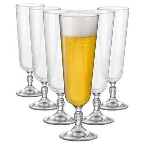 6x 280ml Bartender Biergläser mit Stiel - Halbes Pint Craft-Lager Ale Apfelwein Pilsner Groß Tulpe Trinkglas-Set mit Stiel - Von Bormioli Rocco