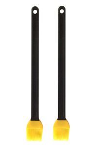 2er Set BBQ Silikonpinsel 36cm | Grillpinsel Silikon | Marinadenpinsel Küchenpinsel Kunststoff | Kochpinsel Marinierpinsel Schwarz Gelb