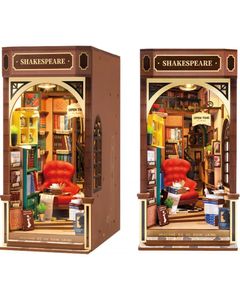 getDigital Tiny House Bücherregal-Haus Holzbausatz Buchladen, 3D-Puzzle, LED-beleuchtet, 176 Teile