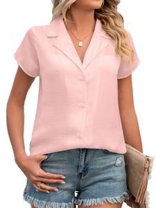 Damen T-Shirts V-Ausschnitte Tshirt Tunika Lose Tops Elegante Shirts Lässig Oberteile Rosa,Größe 2XL