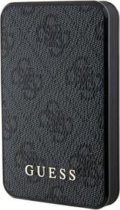 Guess Tragbarer Akku GUPB5LP4GEGK, 15 W, 5000 mAh, Schwarz, Schwarz, 4G-Leder-Metall-Logo