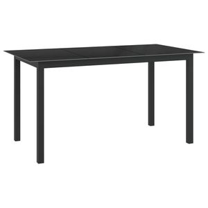 vidaXL Záhradný stôl čierny 150x90x74 cm Hliník a sklo