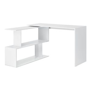 Schreibtisch mit Regal Winkelschreibtisch Bürotisch L-förmig Arbeitstisch Eckschreibtisch Spanplatte Weiß [en.casa]