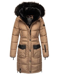 Navahoo Premium Damen Winter Jacke Stepp Mantel Sinja Taupe 42 - XL