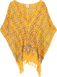 Kurzer Farbenfroher Sommer Kimono, Kaftan, Strandjäckchen - Gelb, Damen, Viskose, Kimono