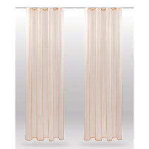 2er Pack Gardine Transparent Noella Universalband, Größe: 140 x 175cm (Beige)