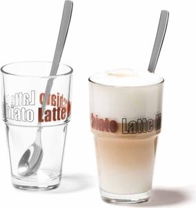 Leonardo Latte Macchiatto Becher 'Solo LM' mit Löffel, 400ml, Ø 8,5 x 14,7cm (4er Set)