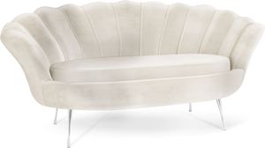 Samt Muschel Sofa mit Golden oder Silber Metallbeinen - Weicher 2-Sitzer Couch für Wohnzimmer - Elegant Polstersofa Muschelform - Soft Cloud Set - Silber Beinen - Beige