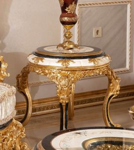 Casa Padrino Luxus Barock Beistelltisch Weiß / Blau / Gold - Prunkvoller Massivholz Tisch im Barockstil - Barock Wohnzimmer Möbel - Edel & Prunkvoll