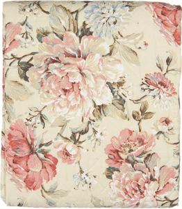 Clayre & Eef Prehoz na posteľ 2-persoons béžová ružová Polyester bavlna obdĺžnikové kvety