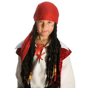 Piratenperücke Kind Junior schwarz/rot