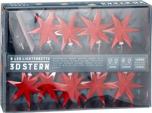 LED 3D Stern Lichterkette 240 cm - rot - Deko Beleuchtung Strom betrieben - für den Außenbereich geeignet