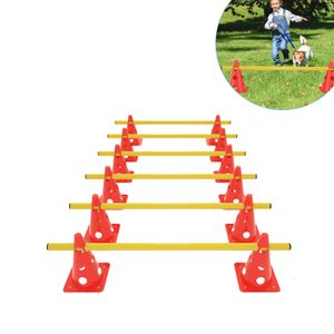 YARDIN Sports Steckhürdenset 6er für Koordinationstraining mit 12 Multifunktionskegel und 6 Trainingsstangen für Kinder,Sportler oder Hund Training/Therapie