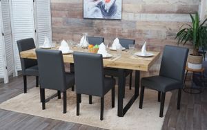 6er-Set Esszimmerstuhl Stuhl Küchenstuhl Littau  Kunstleder, grau matt, dunkle Beine