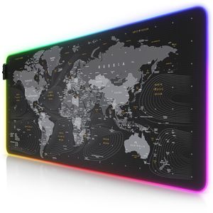 Titanwolf RGB Gaming Mauspad, Mousepad 900 x 400 mm, verbessert Präzision & Geschwindigkeit, Weltkarte Global